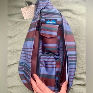 KAVU ‘Rope Bag’ Sling backpack blue and purple *NWT*